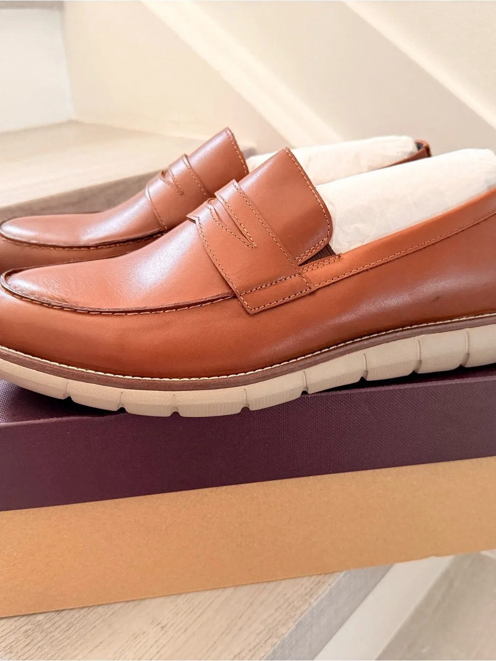 Johnston & Murphy Tan Leather Penny Loafers